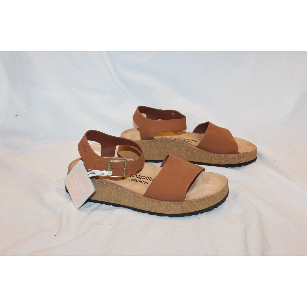 Papillio Birkenstock Glenda Nubuck Leather Wedge Sandal Pecan EU 39 NARROW